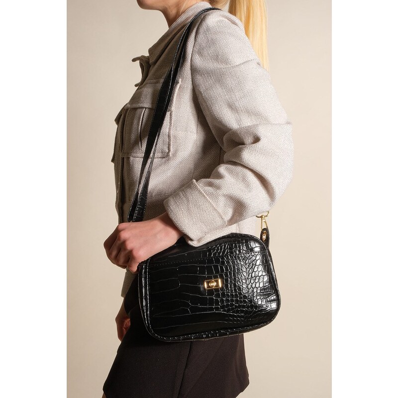 Marjin Tensan Women's Shoulder Bag with Adjustable Straps, black