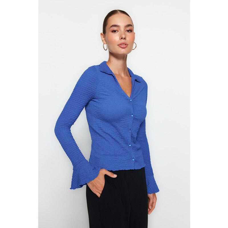 Trendyol Saks Premium Textured Spanish Sleeve Flexible Knitted Shirt