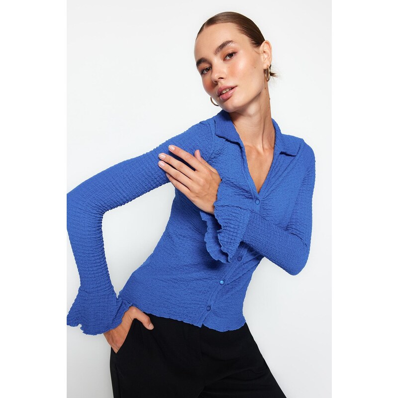 Trendyol Saks Premium Textured Spanish Sleeve Flexible Knitted Shirt