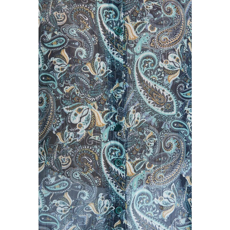 Trendyol Blue Paisley Pattern Transparent Oversize/Wide Fit Woven Shirt