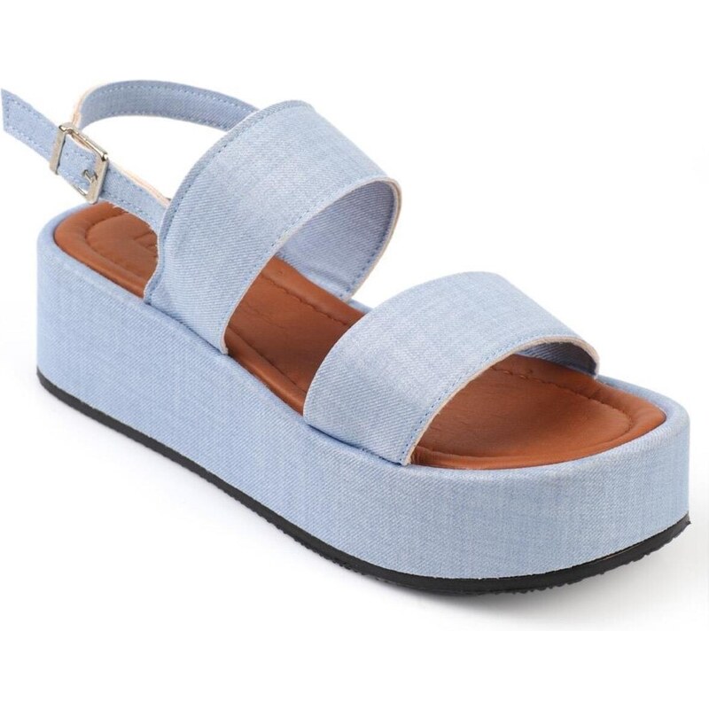 Capone Outfitters Denim Jeans Wedge Heeled Women's Sandals