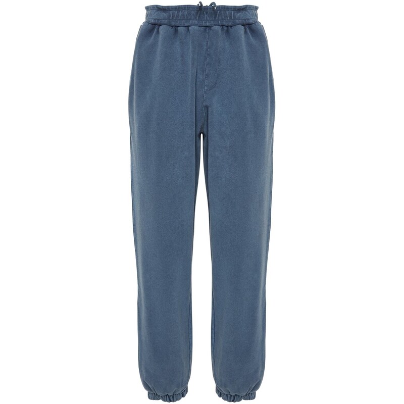 Trendyol Indigo Limited Edition Oversize Wash Effect 100% Cotton Sweatpants