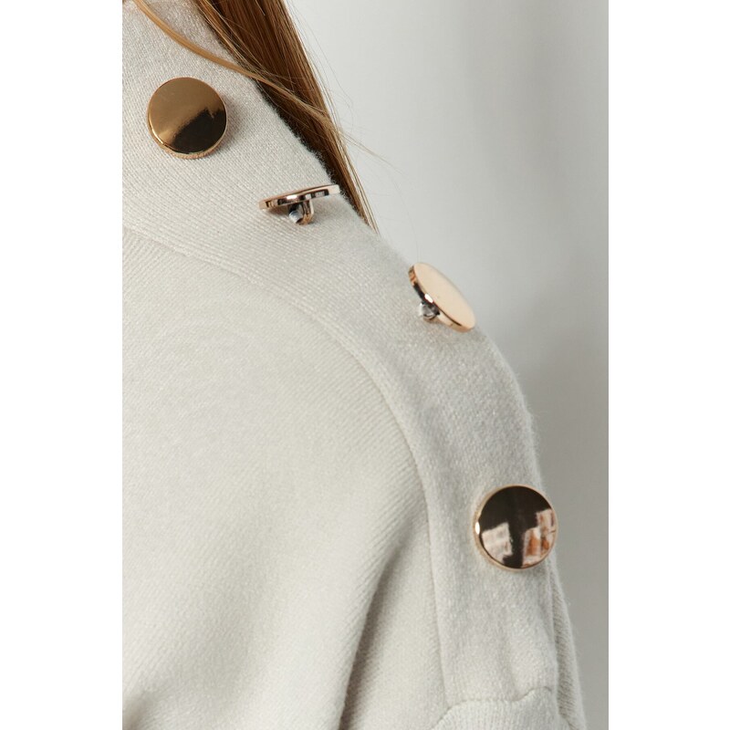 Trendyol Stone Button Detailní pletený svetr