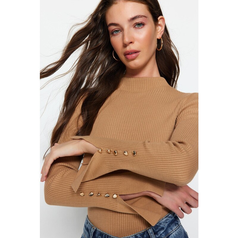 Trendyol Camel End Detailed Knitwear Sweater