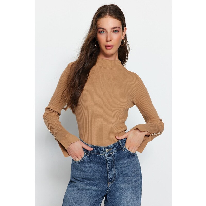 Trendyol Camel End Detailed Knitwear Sweater