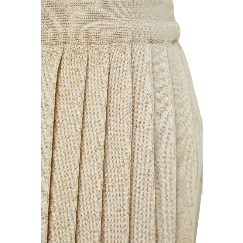 Trendyol Stone Glitter Pleated Knitwear Skirt