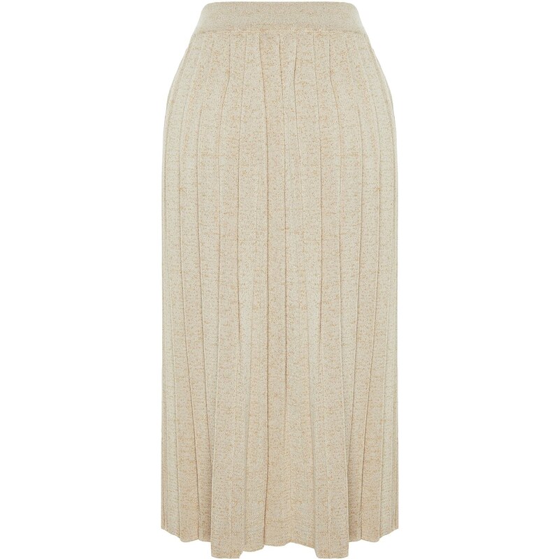 Trendyol Stone Glitter Pleated Knitwear Skirt