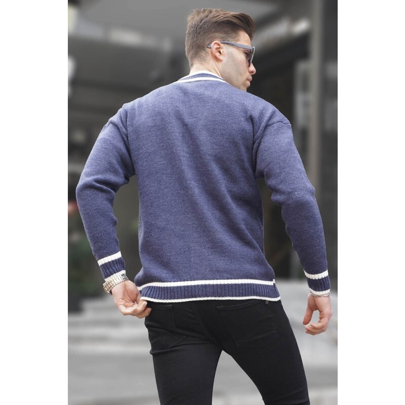 Madmext Navy Blue Men's Knitwear Cardigan 6314