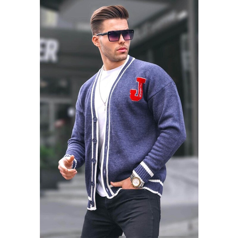 Madmext Navy Blue Men's Knitwear Cardigan 6314