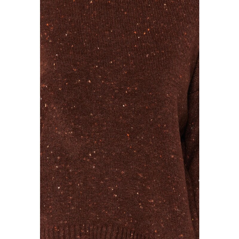 Trendyol hnědý měkký texturovaný pletený svetr Nope