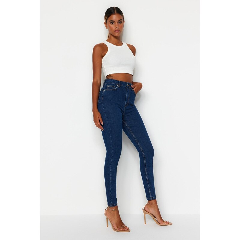 Trendyol Dark Blue Push Up High Waist Skinny