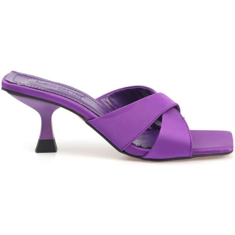 Capone Outfitters Capone Flat Toe Women's Cross-Band Hourglass Heels Satin Purple Women's Slippers