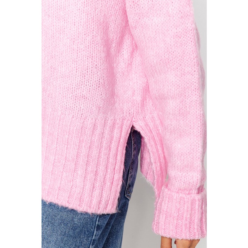 Trendyol Pink Soft Textured Thick Crew Neck Knitwear Sweater