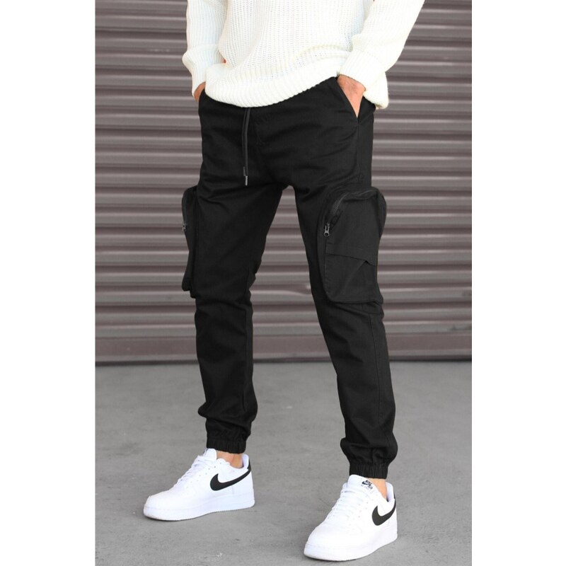 Madmext Men's Black Slim Fit Cargo Pocket Pants 5704