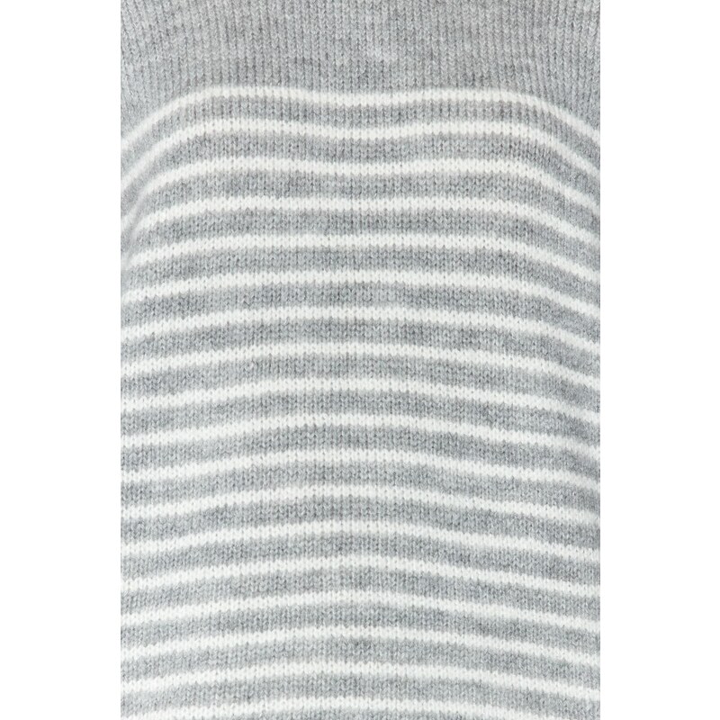 Trendyol Gray Soft Textured Striped Knitwear Sweater