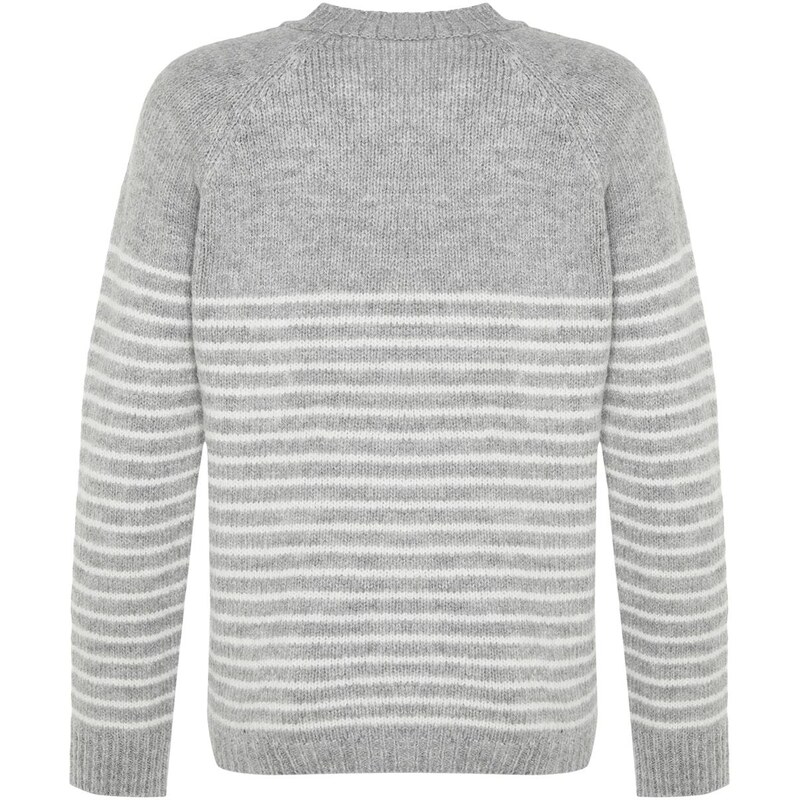 Trendyol Gray Soft Textured Striped Knitwear Sweater