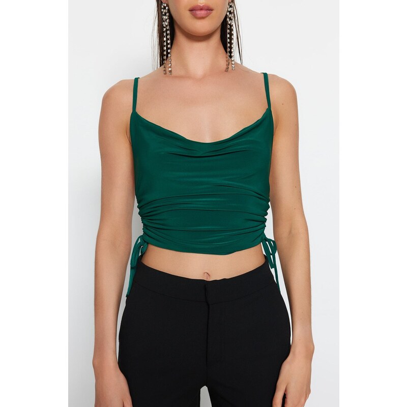 Trendyol Emerald Green Crop Knitted Bustier