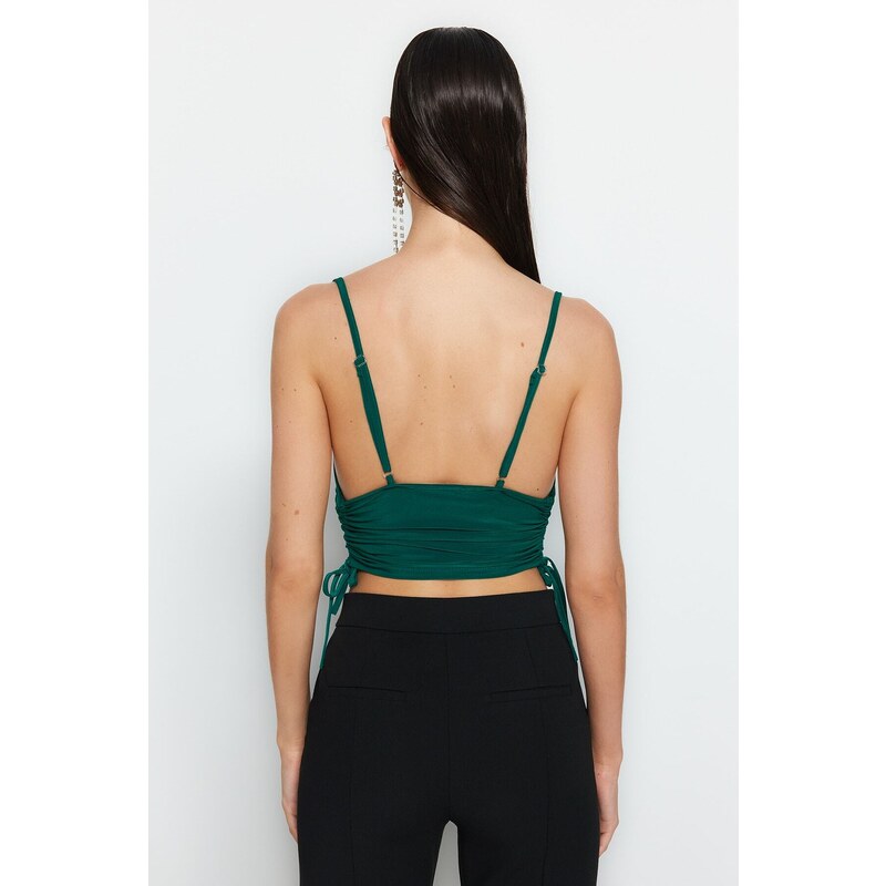 Trendyol Emerald Green Crop Knitted Bustier