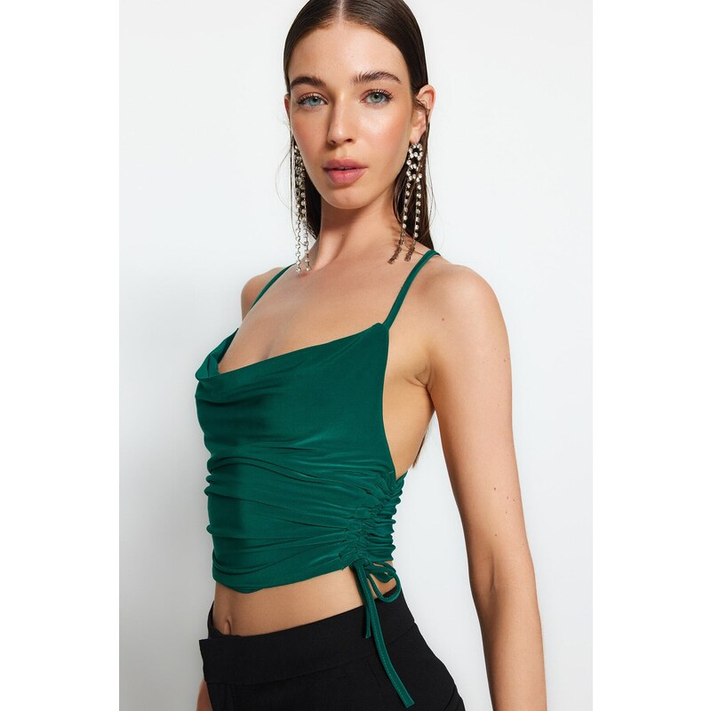 Trendyol Emerald Green Crop Knitted Bustier