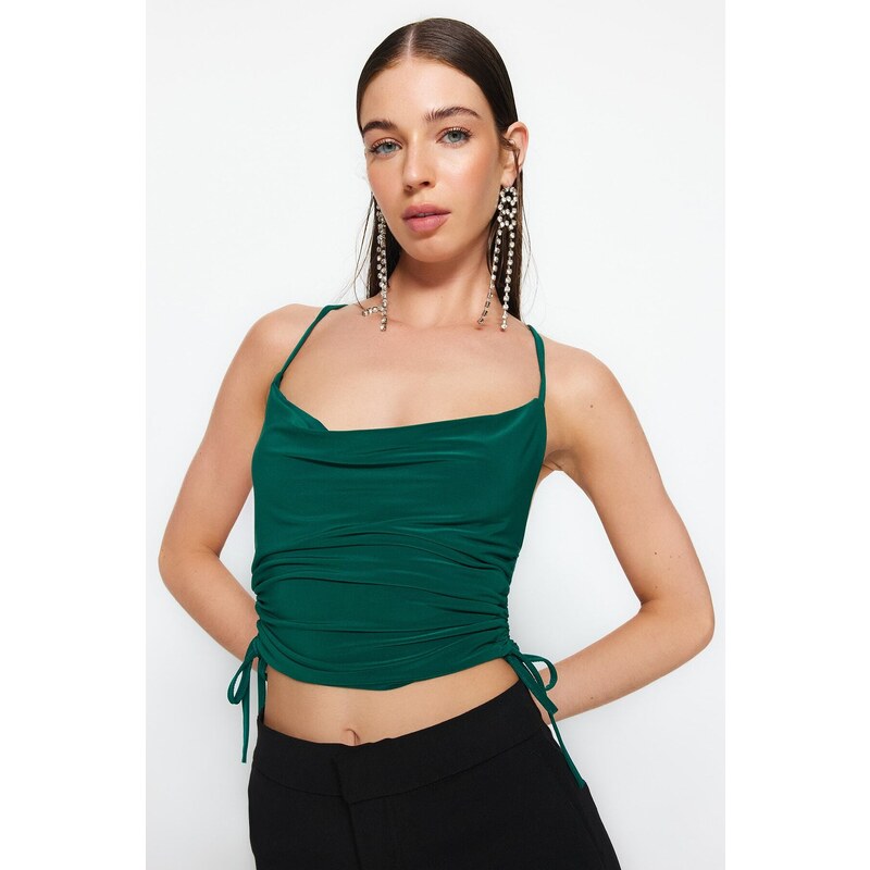 Trendyol Emerald Green Crop Knitted Bustier