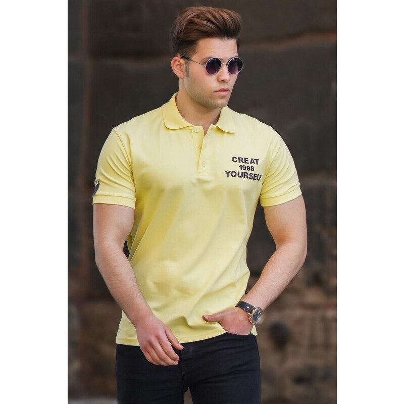 Madmext Yellow Polo-Collar Men's T-Shirt 5247