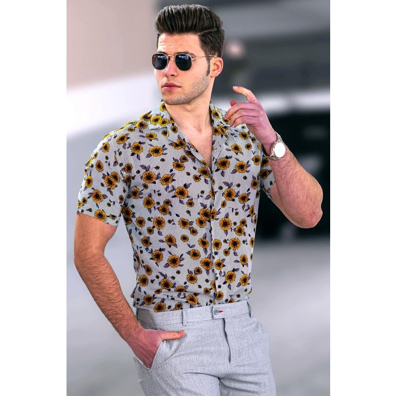 Madmext Yellow Men's Shirt 4928