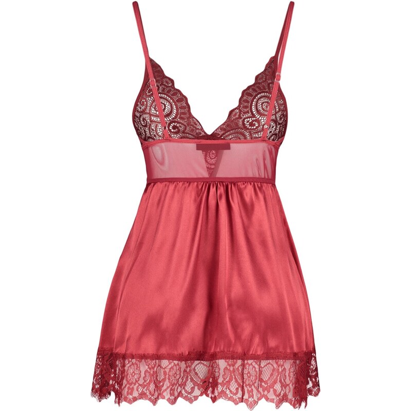 Trendyol Burgundy Satin Lace Detailed Babydoll