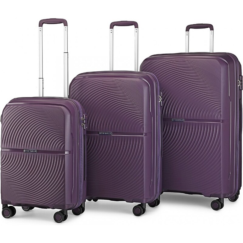 British traveller Set kufrů - Spinner z polykarbonátu a TSA zámkem, fialový