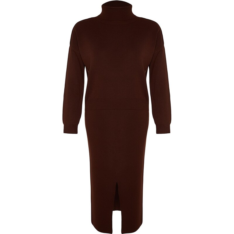 Trendyol Brown Turtleneck Knitwear Two Piece Set