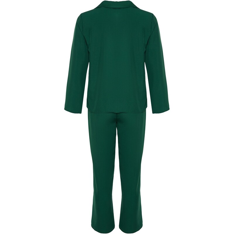 Trendyol Emerald Embroidered Shirt-Pants Woven Pajamas Set