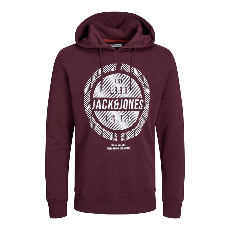 JACK & JONES Mikina JJStein vínově červená / bílá