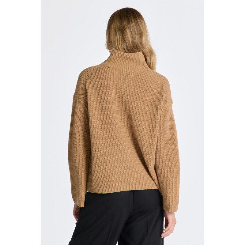 SVETR GANT WOOL RIBBED STAND COLLAR hnědá XS