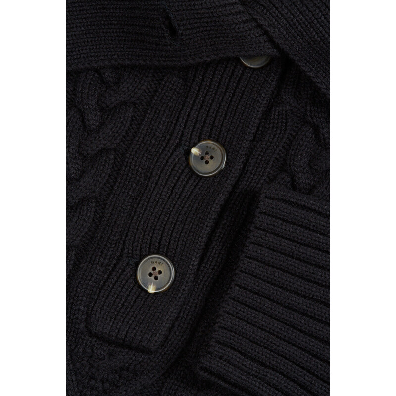 ROLÁK GANT CABLE TEXTURE BUTTONED ROLL NECK černá XS