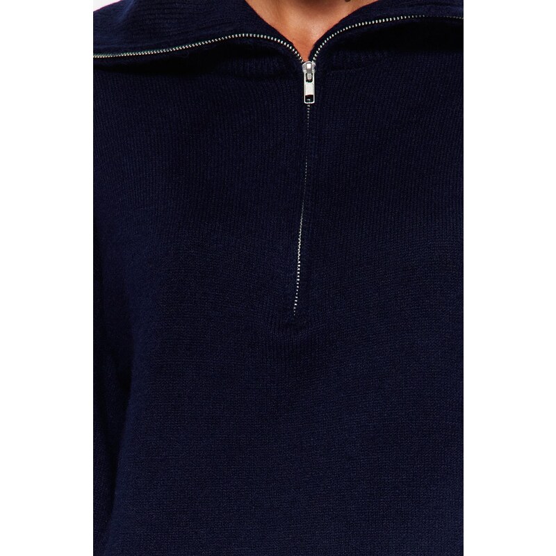 Trendyol Navy Blue Wide Fit Soft Textured Basic Knitwear Sweater