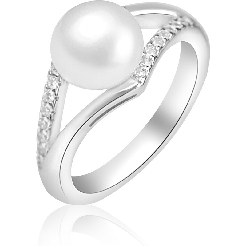 Stříbrný prsten s perlou a zirkony - Meucci SP102R