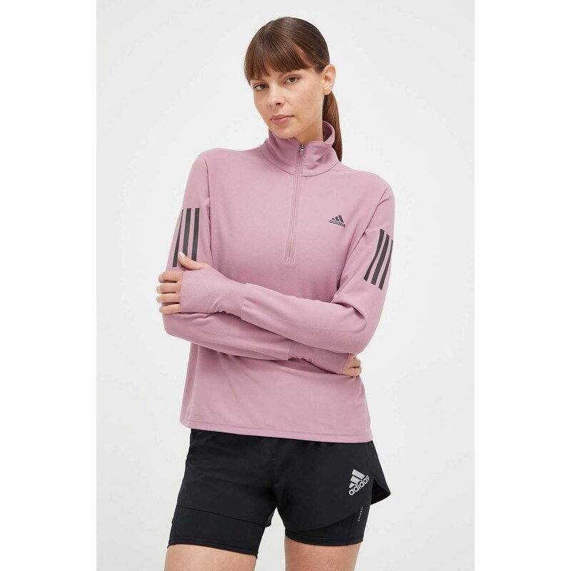 Joggingová mikina adidas Performance Own the Run růžová barva, s potiskem