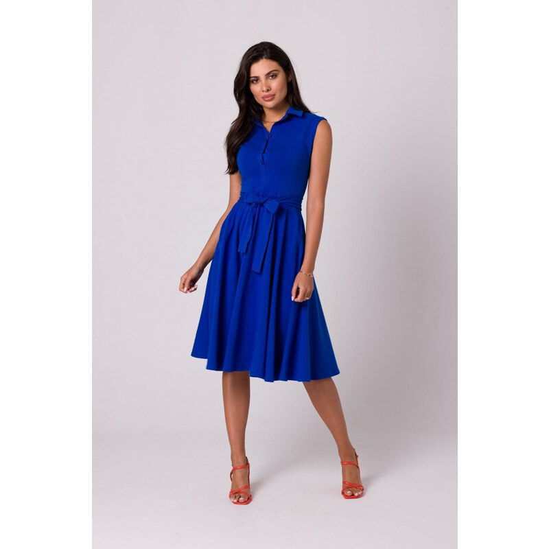 BeWear B261 Bavlněné šaty ve fitted střihu - královsky modré 84683269
