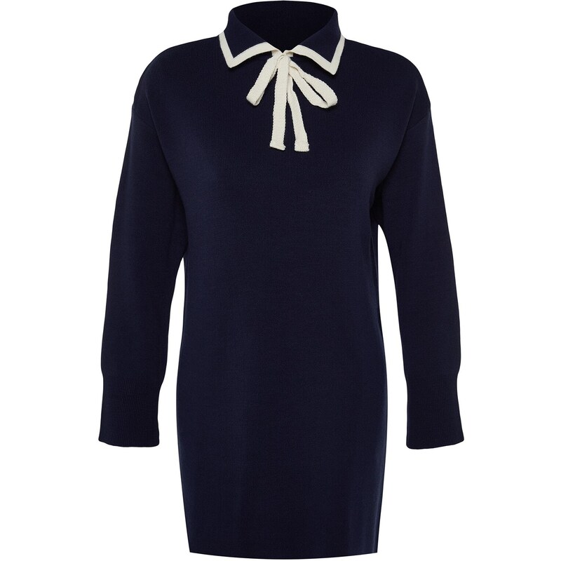 Trendyol Navy Modrý límeček Detailní pletený svetr