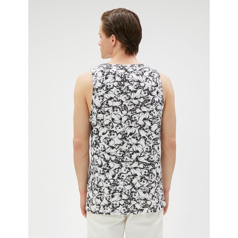 Koton Skull Printed Singlets, Round Neck, Slim Fit