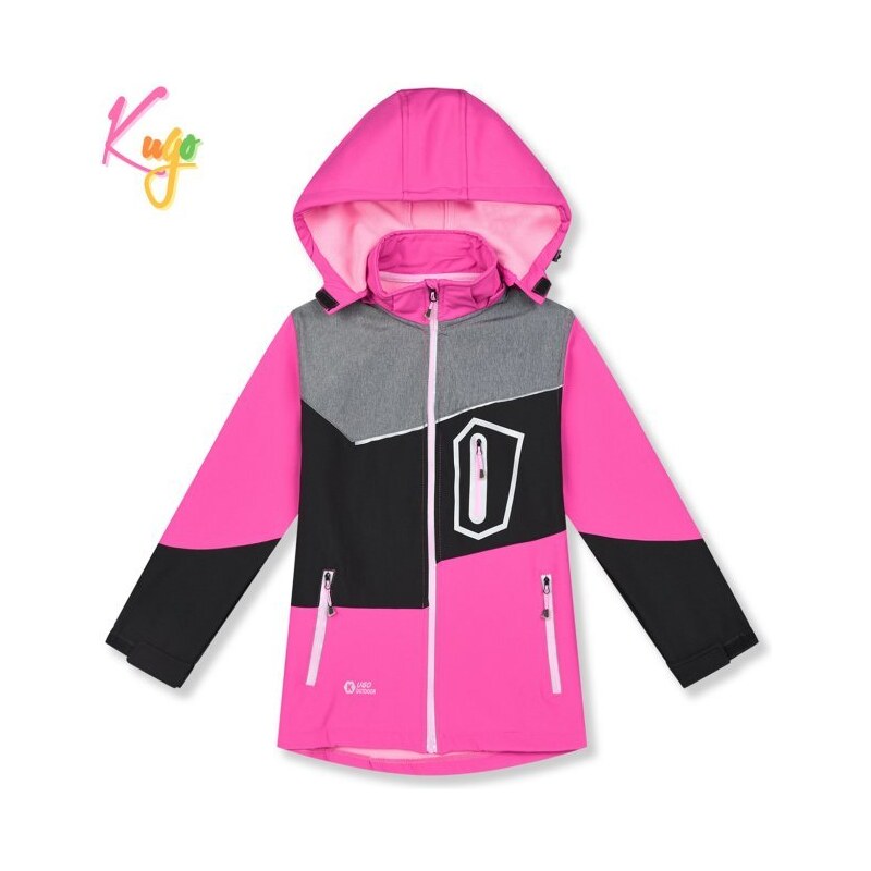 Dívčí softshellová bunda s fleecem Kugo HK5605 - růžová