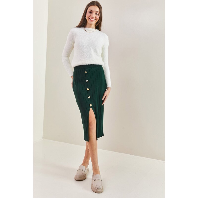 Bianco Lucci Women's Buttoned Knitwear Skirt