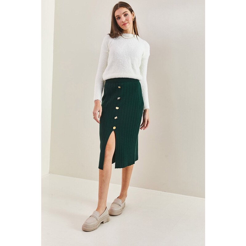 Bianco Lucci Women's Buttoned Knitwear Skirt