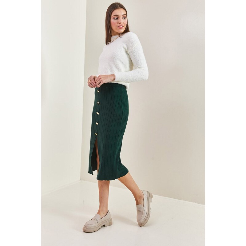 Bianco Lucci Women's Buttoned Knitwear Skirt