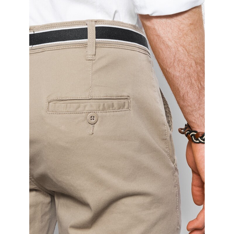 Ombre Clothing Pánské chino kalhoty s ozdobným páskem - popel V8 P156