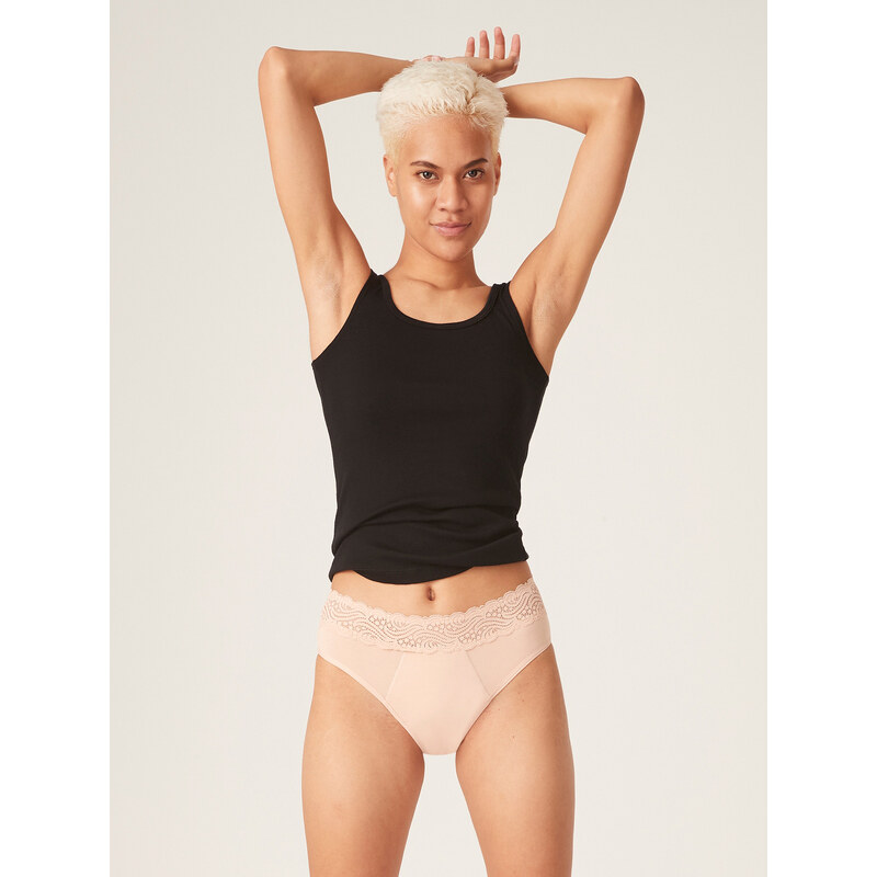 Menstruační kalhotky Modibodi Sensual Hi-Waist Bikini Maxi Beige - VYBALENÉ (MODI4042BVYB) XS