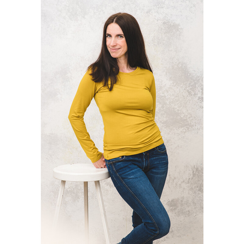 Bambusové tričko s dlouhým rukávem Meracus Kristin hořčicové (MEF013) 87056227