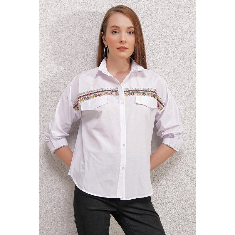 Bigdart 20147 Embroidered Shirt - White