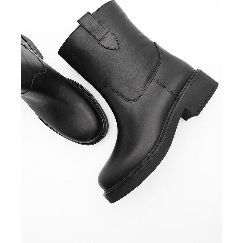 Marjin Women's Genuine Leather Casual Boots Gater Black