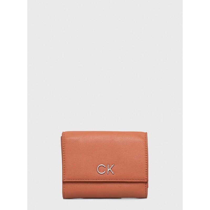 Peněženka Calvin Klein oranžová barva