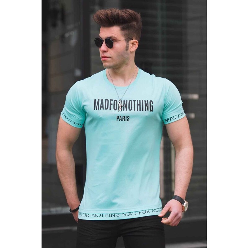 Madmext Printed Men's Turquoise T-Shirt 4588